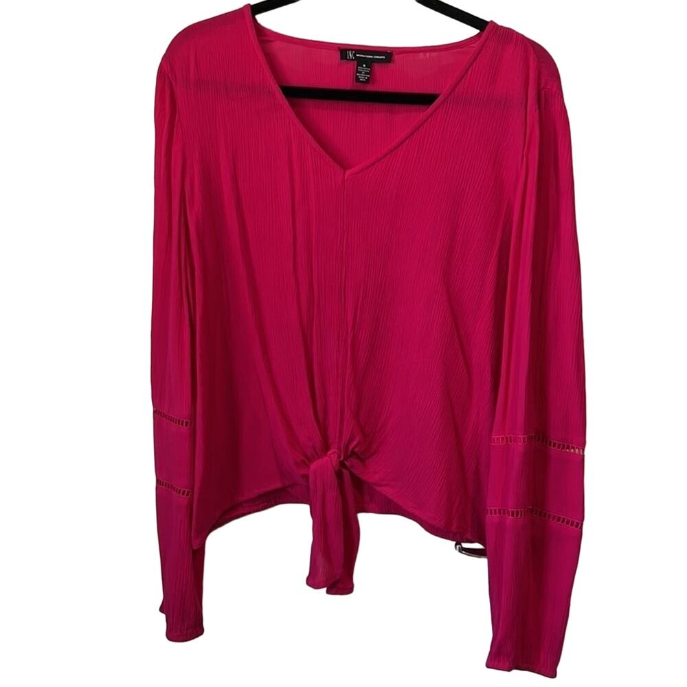 Inc International Concepts V Neck Long Sleeves Barbie Pink! Sz Medium